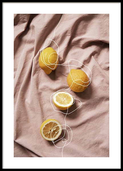 Lemons on Linen Poster en el grupo  Pósters / Cuadros de cocina con Desenio AB (12814)