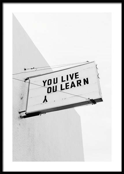 You Live You Learn Poster en el grupo  Pósters / Fotografías / Blanco & Negro con Desenio AB (14934)