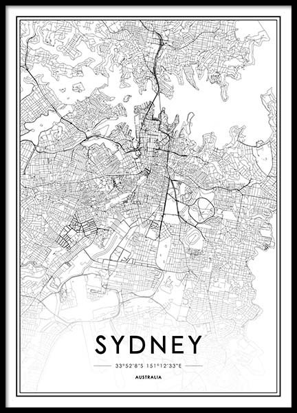 Sydney Poster en el grupo  Pósters / Blanco y negro con Desenio AB (2055)