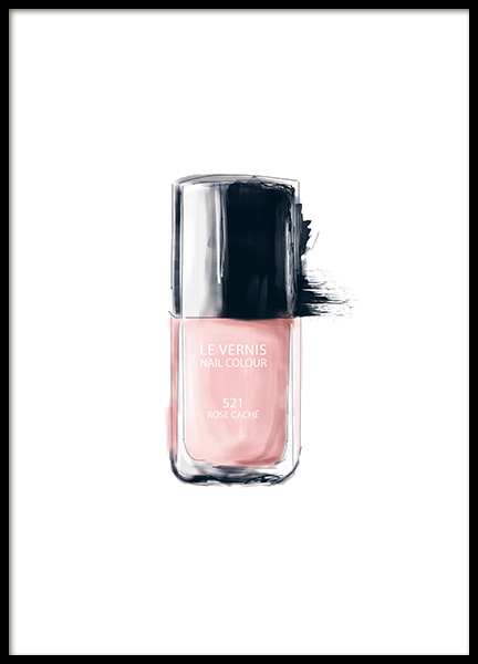 Cuadro con esmalte de uñas y lápiz de labios de Chanel. Cuadros de Chanel en lín