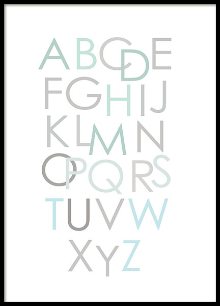 Alphabet Blue Eng, Poster en el grupo  Pósters / Cuadros con texto con Desenio AB (8435)