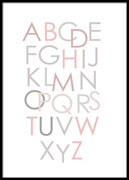 Alphabet Pink Eng, Poster en el grupo  Pósters / Pósters infantiles con Desenio AB (8436)