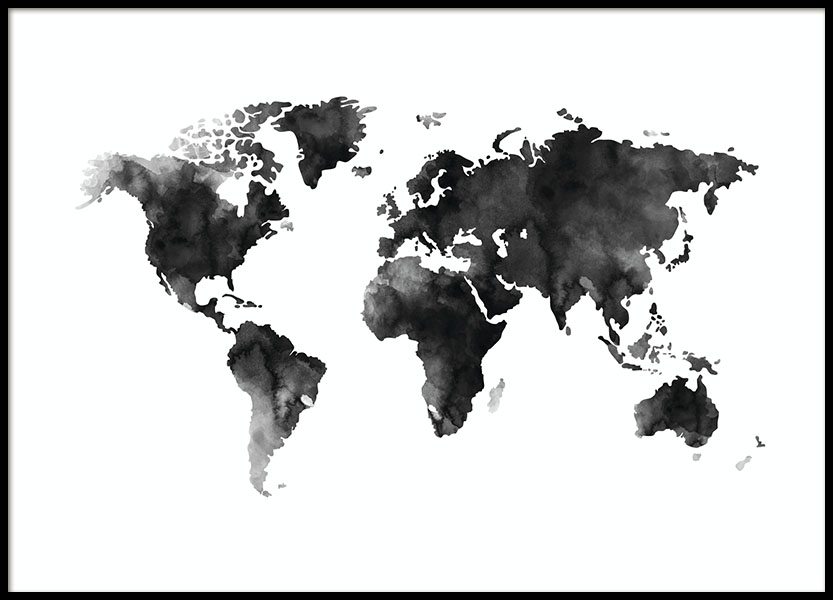 World Map Watercolor, Poster en el grupo  Pósters / Blanco y negro con Desenio AB (8451)