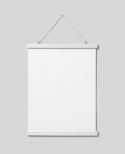  - Percha blanca de montaje para pósters en madera con imanes - 31 cm