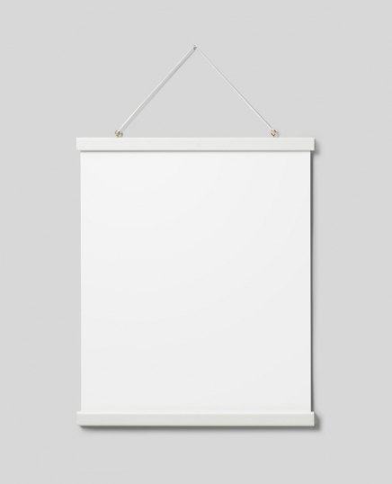  - Percha blanca de montaje para pósters en madera con imanes - 41 cm