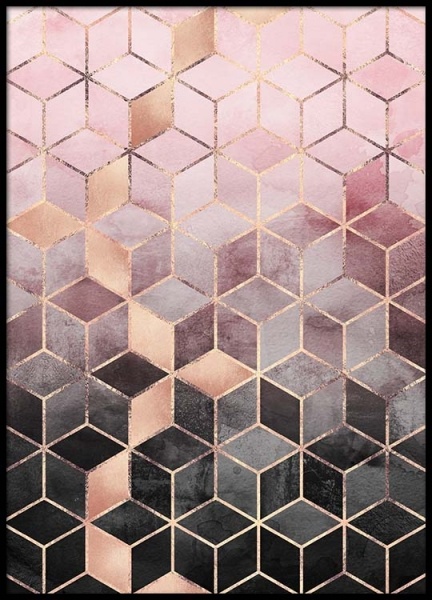 Pink Grey Gradient Cubes Poster en el grupo  Pósters / Arte con Desenio AB (pre0016)