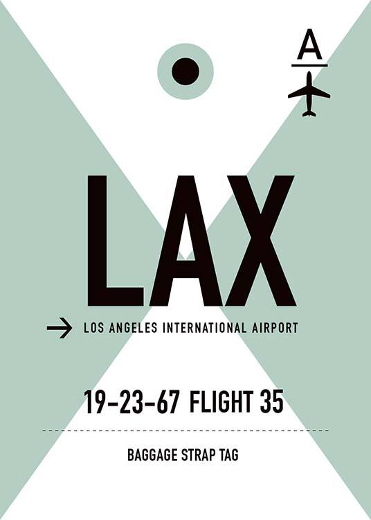 LAX Los Angeles Poster / Mapas y ciudades con Desenio AB (10007)