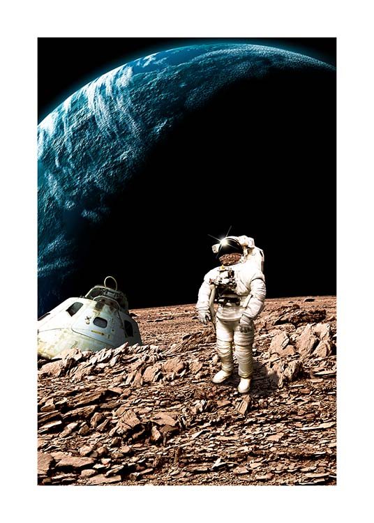 Astronaut On Moon Poster / Pósters infantiles con Desenio AB (10117)