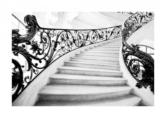 Art Nouveau Staircase Poster / Blanco y negro con Desenio AB (10484)