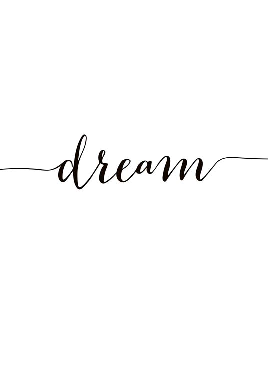  – Tipográfia en blanco y negro con la palabra “Dream” en negro