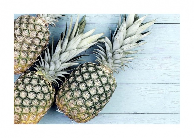 Pineapples on Wood Poster