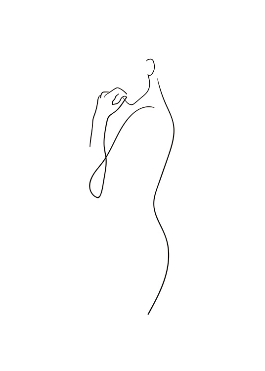  – Dibujo de línea con la silueta de mujer en negro y fondo blanco