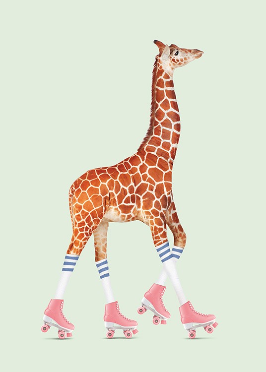 Rollerskating Giraffe Poster / Pósters infantiles con Desenio AB (11023)