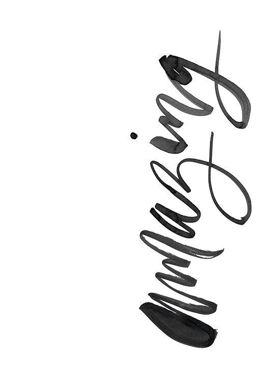 – Póster con fondo blanco y la palabra «Amazing» escrita en vertical y letras negras. 