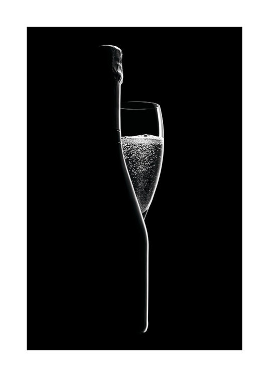 Sparkling Wine Poster / Blanco y negro con Desenio AB (11276)