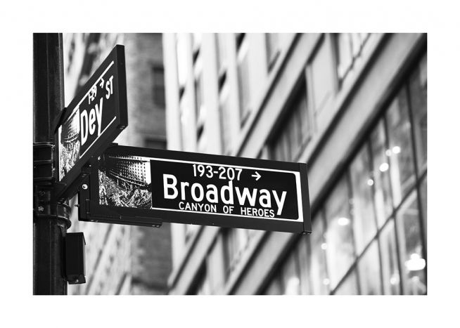 Broadway Sign Poster / Blanco y negro con Desenio AB (11311)