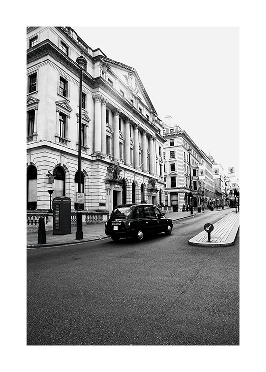 London Taxi Poster / Blanco y negro con Desenio AB (11363)