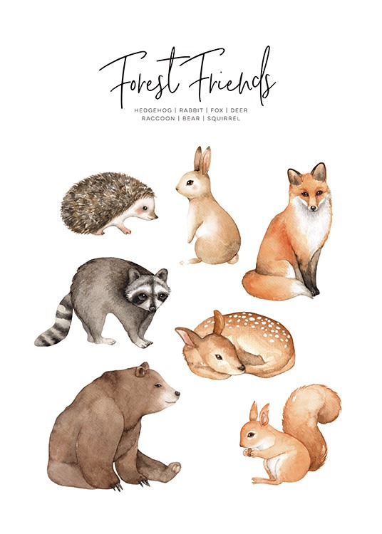 Forest Animals Poster / Pósters infantiles con Desenio AB (11378)