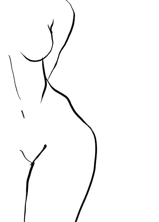 –Póster con fondo blanco y un desnudo en arte de línea. 