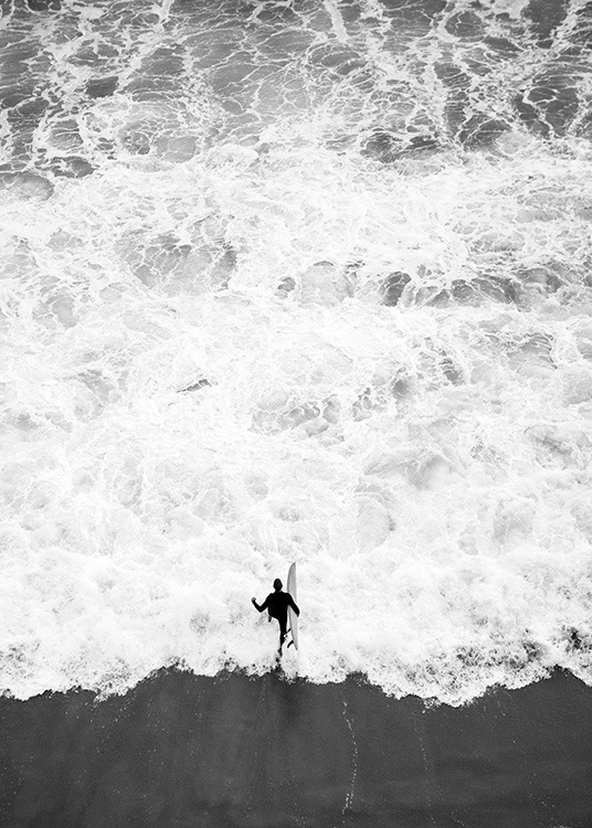Running Into Ocean Poster / Blanco y negro con Desenio AB (12598)