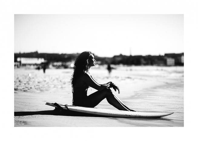 Surf and Relax Poster / Blanco y negro con Desenio AB (12650)
