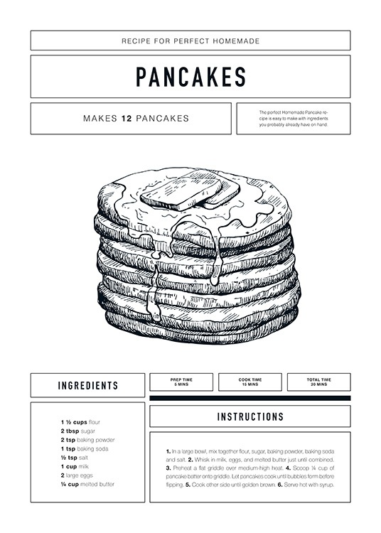 Pancake Recipe Poster / Cuadros con texto con Desenio AB (12671)