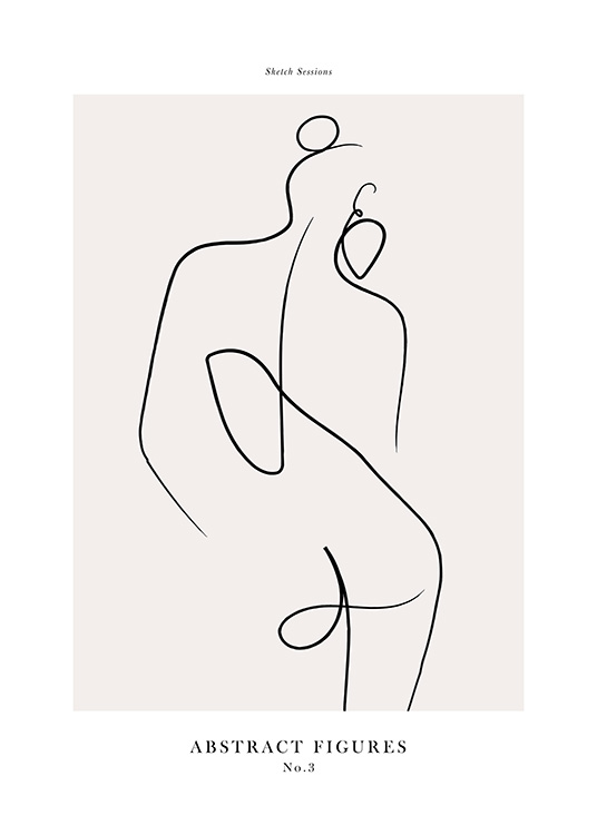  – Ilustración abstracta en blanco y negro realizada en la técnica de arte de línea, fondo beis