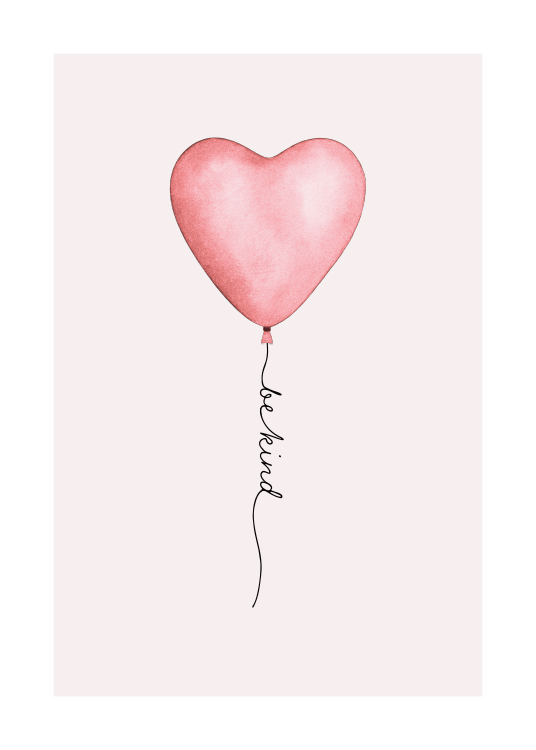  - Dibujo de un globo rosa sobre un fondo gris con un hilo que dice 