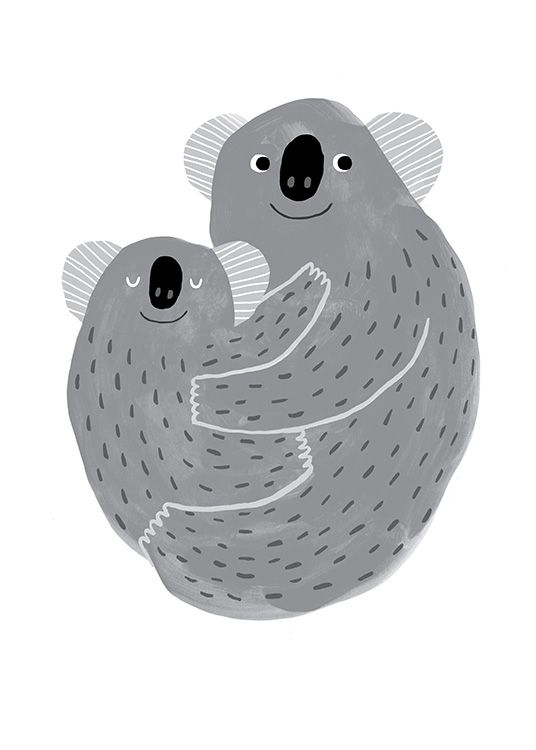 - Dibujo con dos koalas de color gris