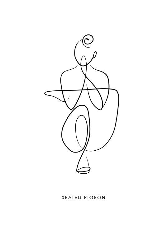 - Ilustración con una mujer haciendo una postura de yoga