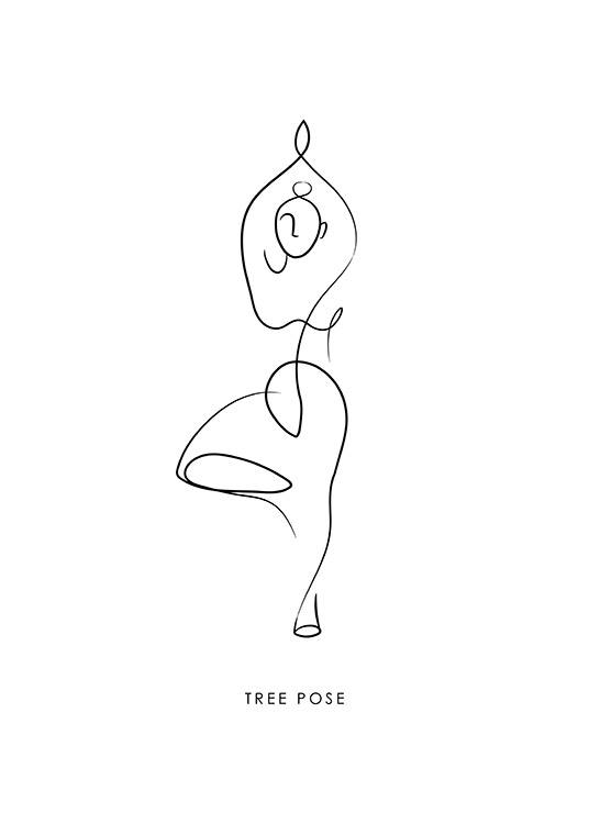 - Ilustración con una mujer haciendo una postura de yoga