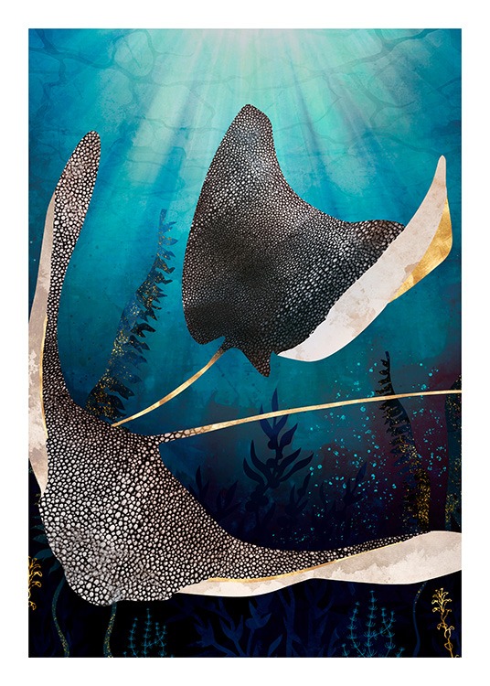 Metallic Stingray Poster