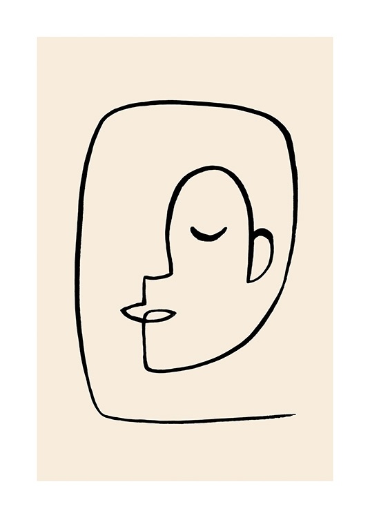 Abstract Line Faces No2 Poster