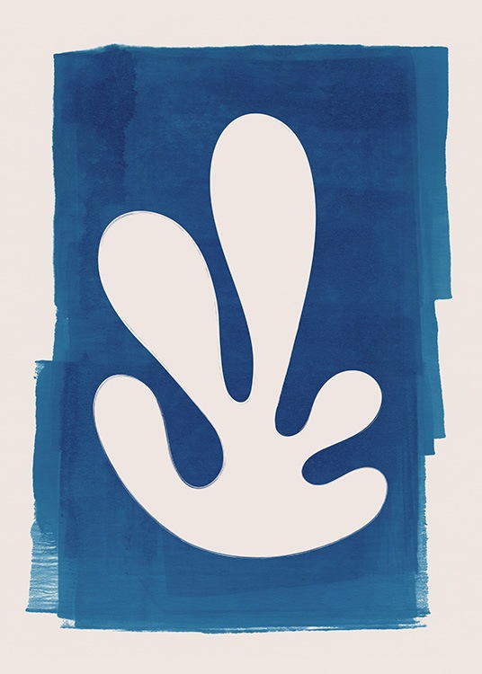  – Ilustración de diseño gráfico con un coral beis y fondo azul.