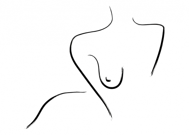  – Ilustración en arte de línea en negro con fondo blanco y el dibujo de un cuerpo femenino.