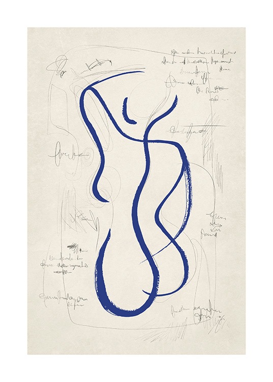 Blue Sketch No2 Poster