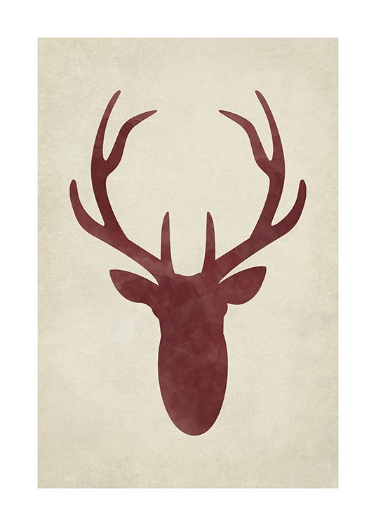 Watercolor Deer Silhouette Poster