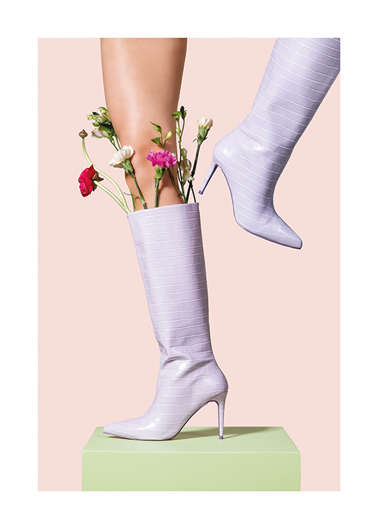 Heels in Lilac Poster - Botas lilas y flores - desenio.es