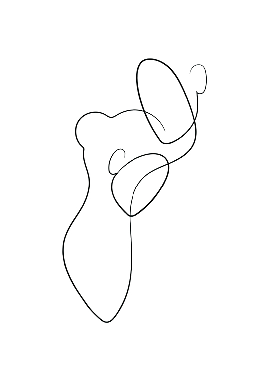  – Ilustración abstracta en arte de línea de trazos negros con una pareja y fondo blanco