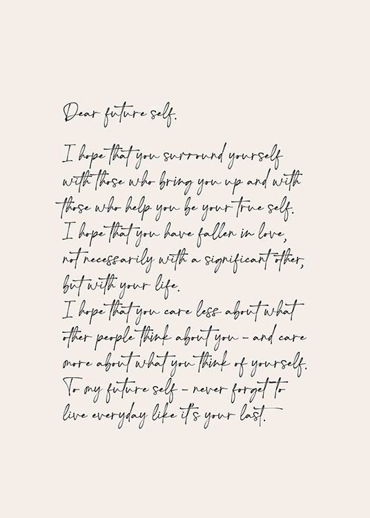  – Póster con una carta amorosa para tu «futuro yo»