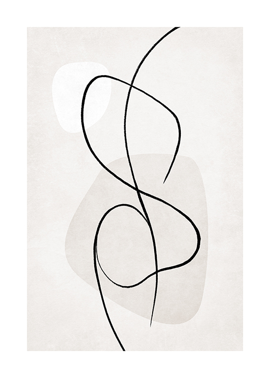  – Ilustración abstracta en arte de línea con un cuerpo delineado en negro y fondo gris claro