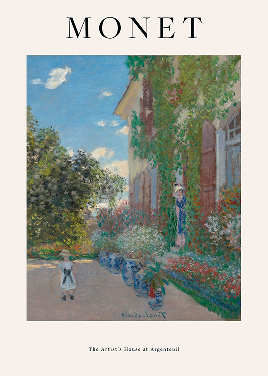  – Pintura con la fachada cubierta de hojas y flores de la casa de Monet en Argenteuil