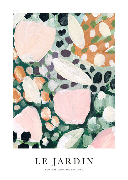  – Pintura abstracta con pétalos multicolores de diversos tamaños y colores