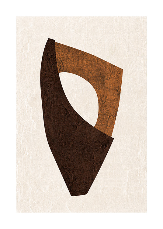  – Ilustración de diseño gráfico con fondo claro y una figura abstracta en marrón