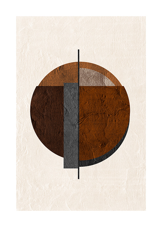  – Ilustración de diseño gráfico con fondo claro y un círculo abstracto de color marrón