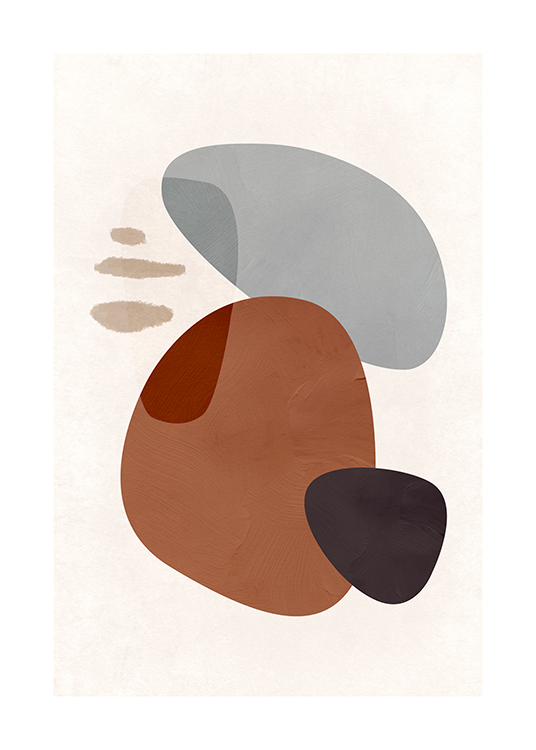 – Ilustración de diseño gráfico con figuras abstractas de color gris y marrón y fondo claro