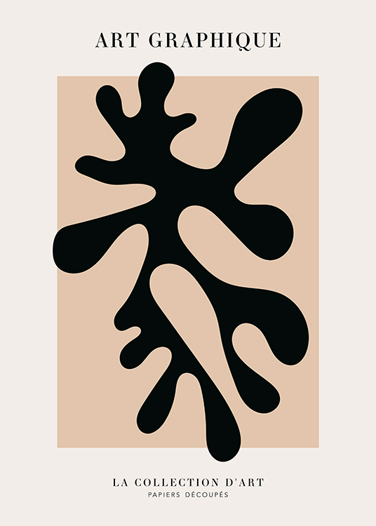 – Ilustración de diseño gráfico con un coral negro y fondo beis