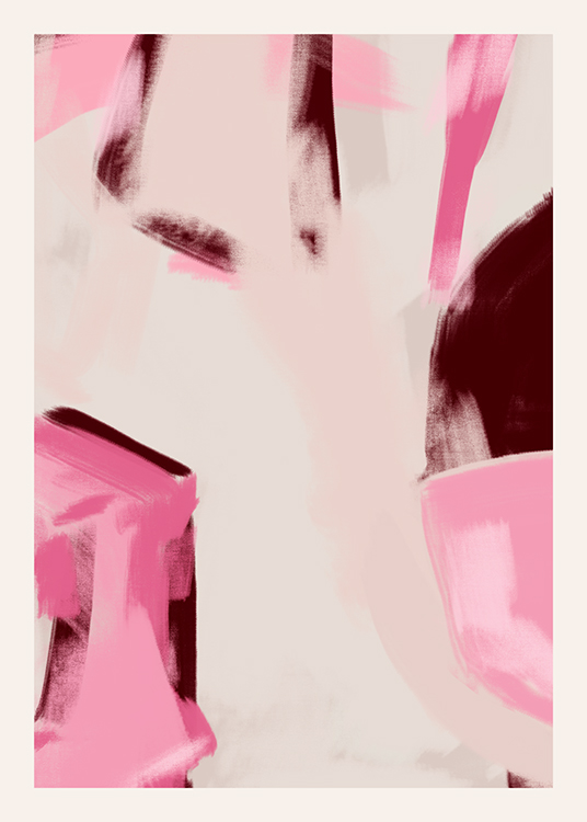 – Ilustración de fondo beis claro con brochazos de color rosa y granate
