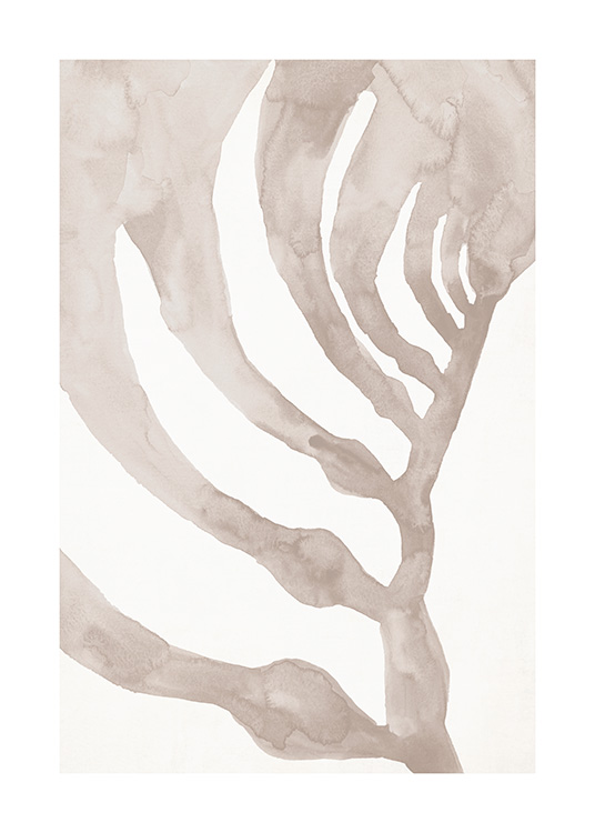 – Ilustración en acuarela con un alga beis y fondo beis más claro