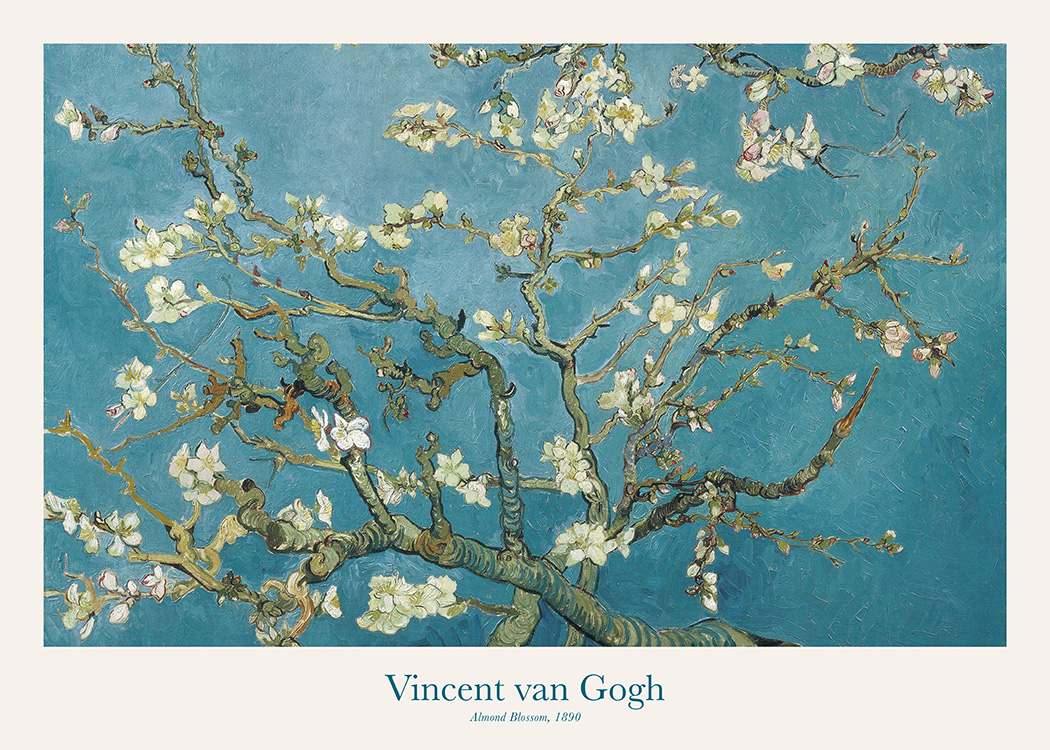 – Póster con un cuadro del artista famoso Vincent Van Gogh, árbol con hojas blancas